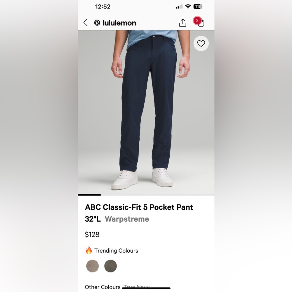 ABC Classic-Fit 5 Pocket Pant
32"L Warpstreme True Navy